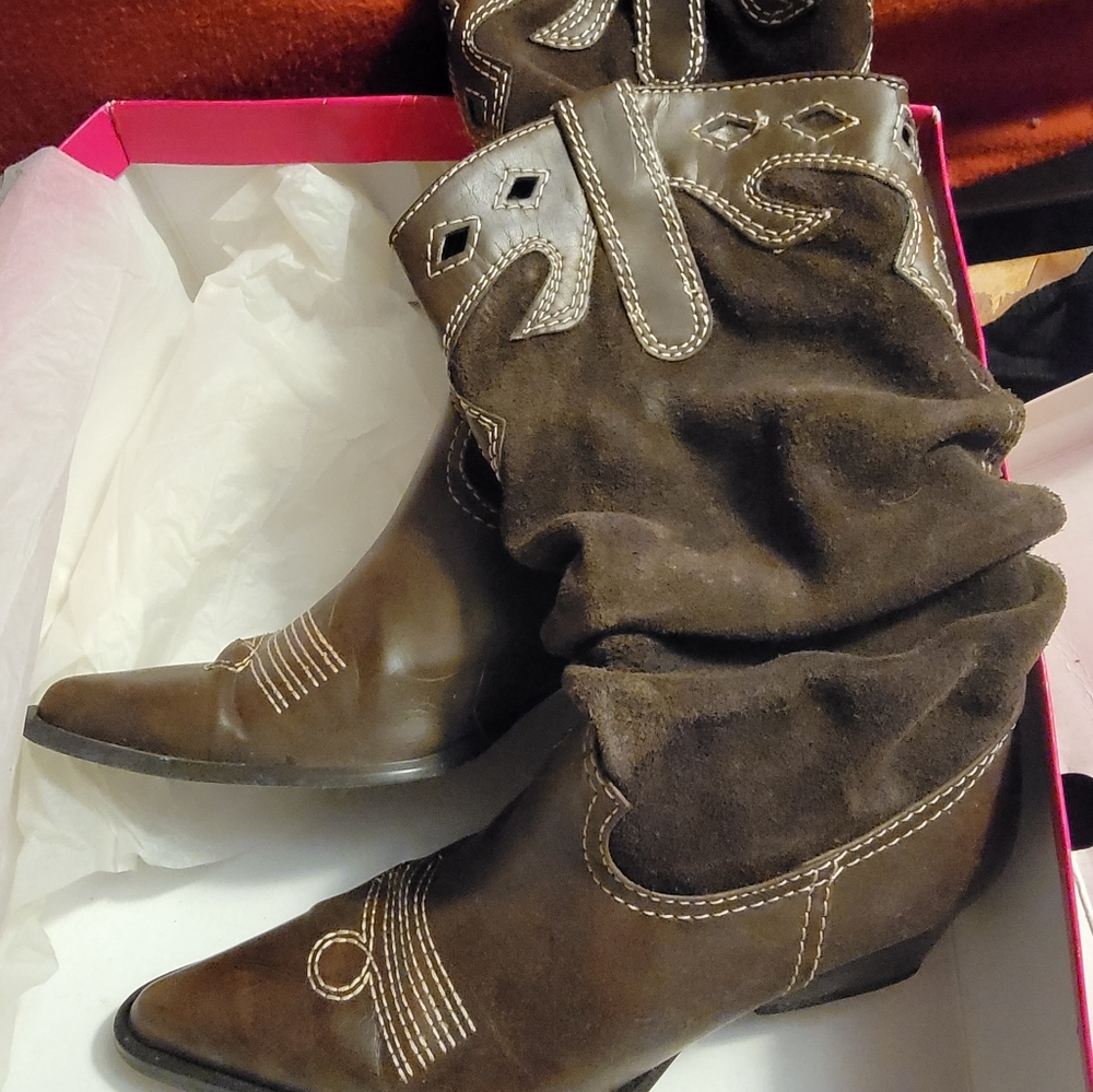 Brown cowboy style boots